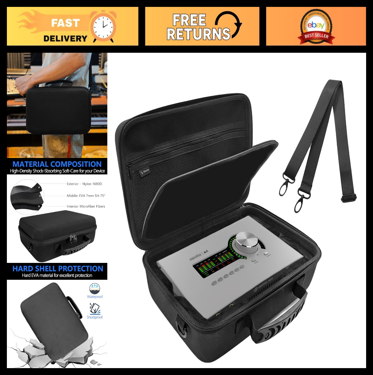 Universal Audio Interface Case for Apollo x4 Gen 2 & Heritage Edition - Durable