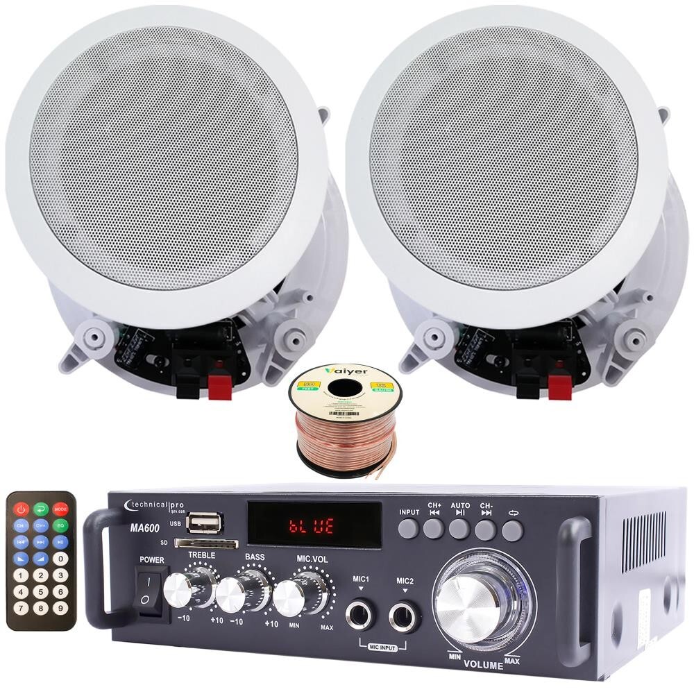 Technical Pro Bluetooth Home Theater Kit 600W Amp 2 qty x 5.25" Ceiling Speakers