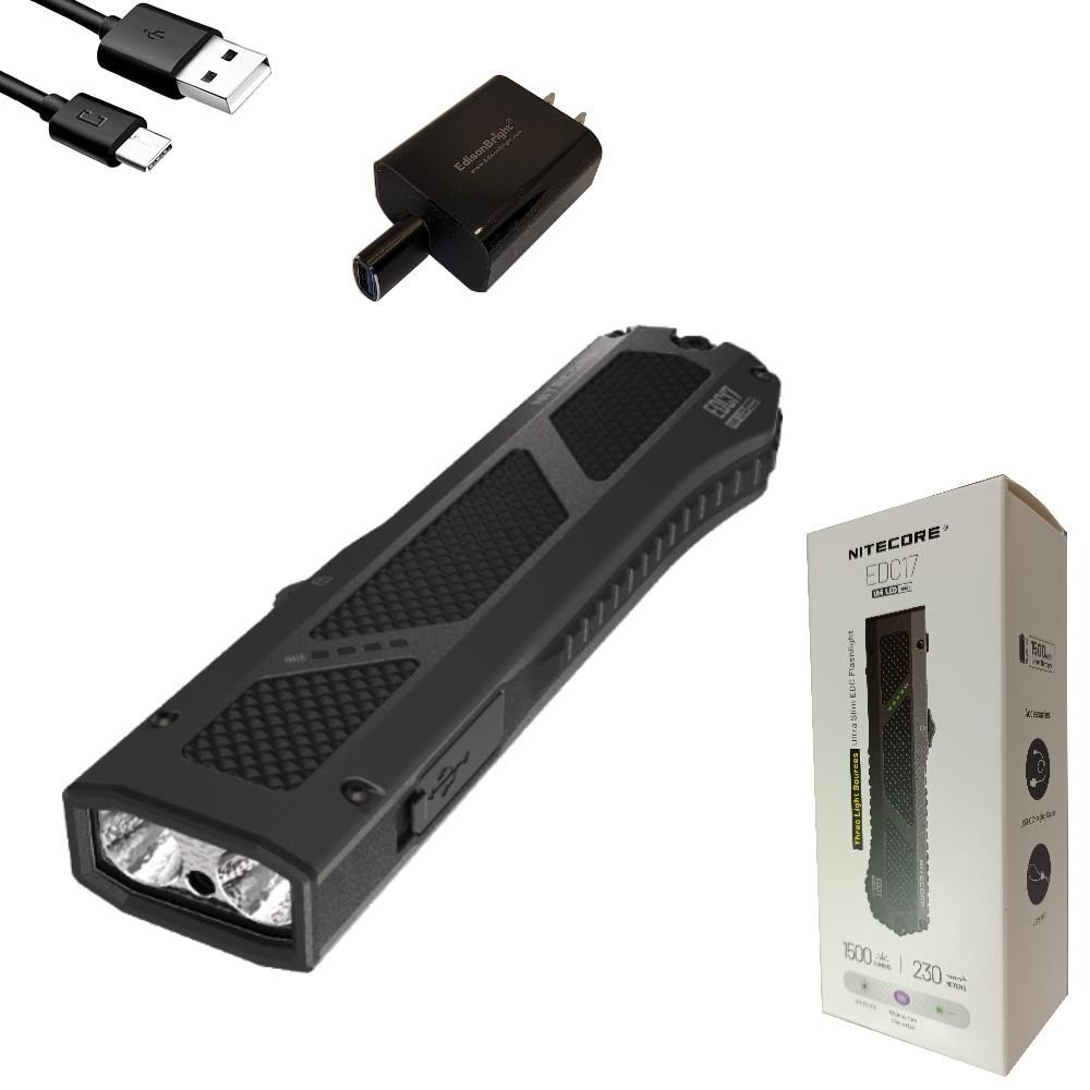 Nitecore EDC17 1500 Lumen USB Rechargeable Slim Body LED Flashlight w/charger