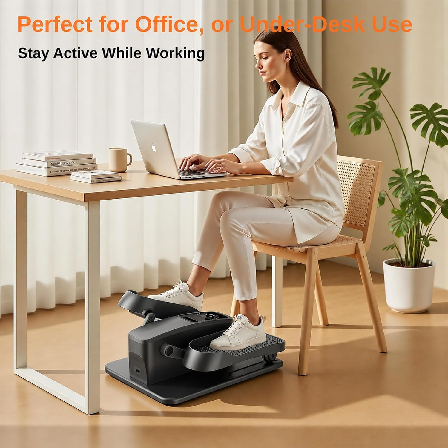 Under Desk Elliptical Exercise Machine, Quiet Seated Pedal Exerciser for Senior,