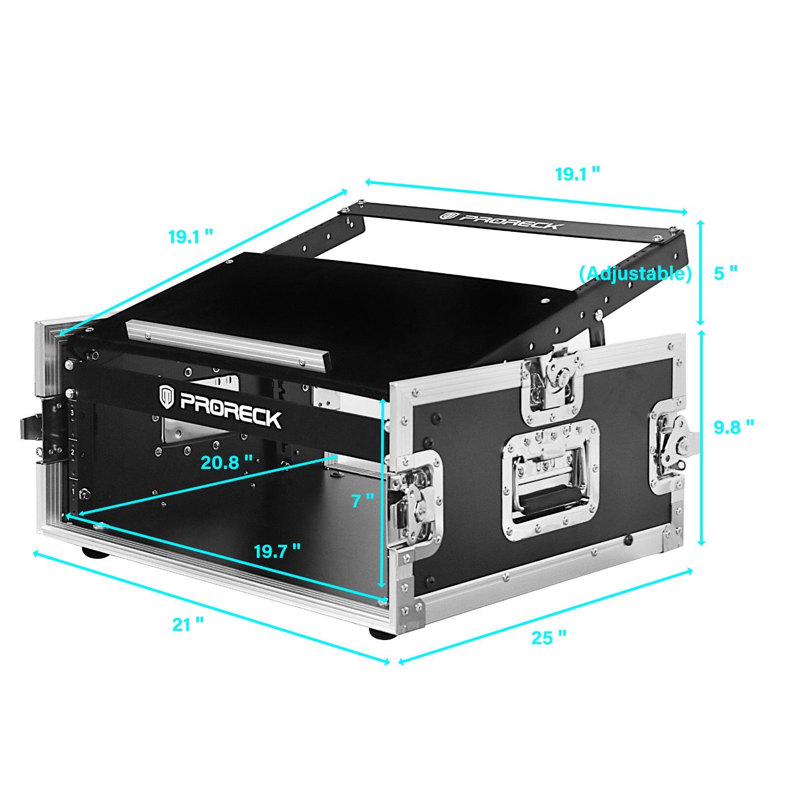 PRORECK Rack/Road Case Stage 20'' Rackable Depth, Slant Mixer Top