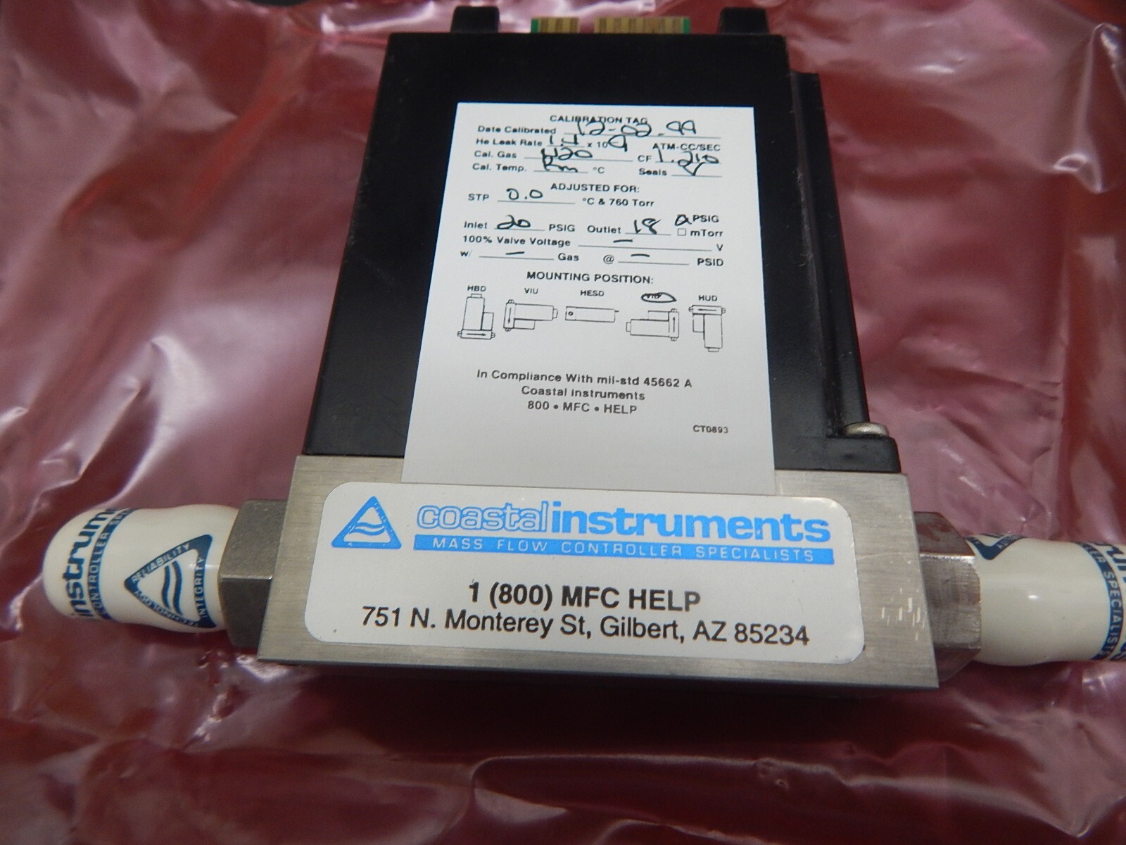 TYLAN FC-260 MASS FLOW CONTROLLER - CALIBRATED WITH CERTIFICATION -FAST SHIPPING
