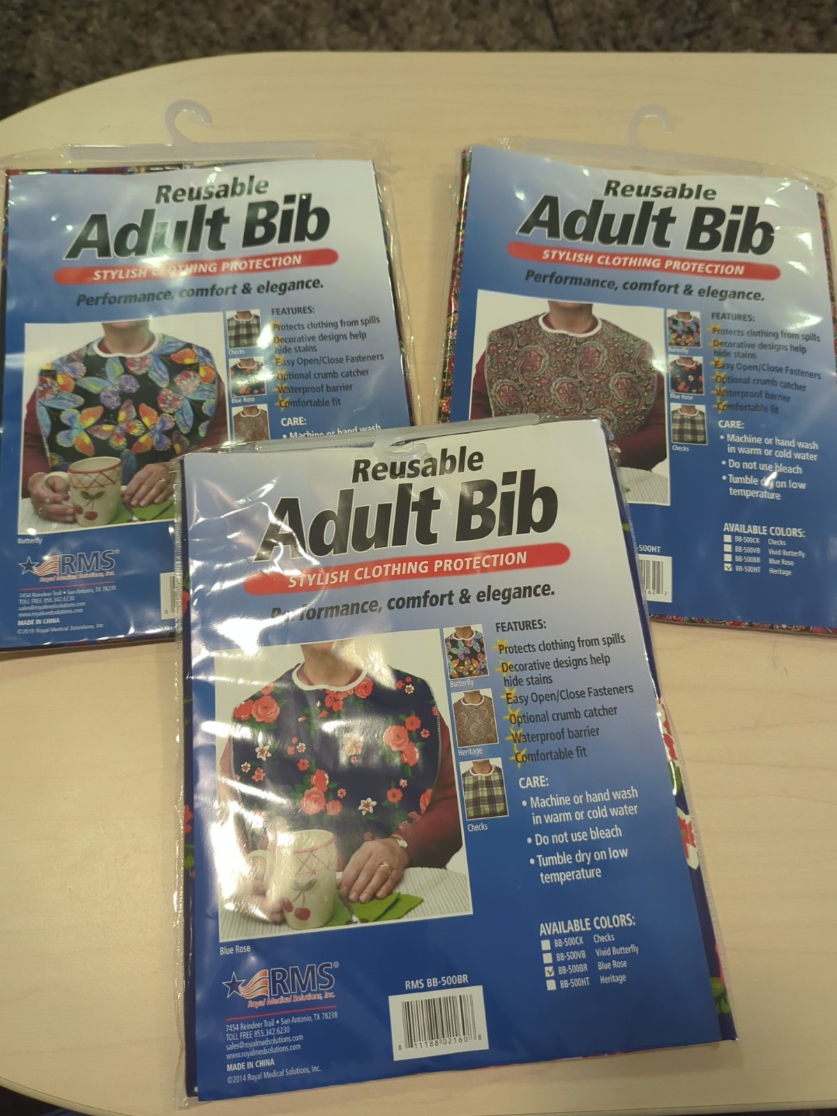 New Reusable Adult Bib RMS 3 Pack