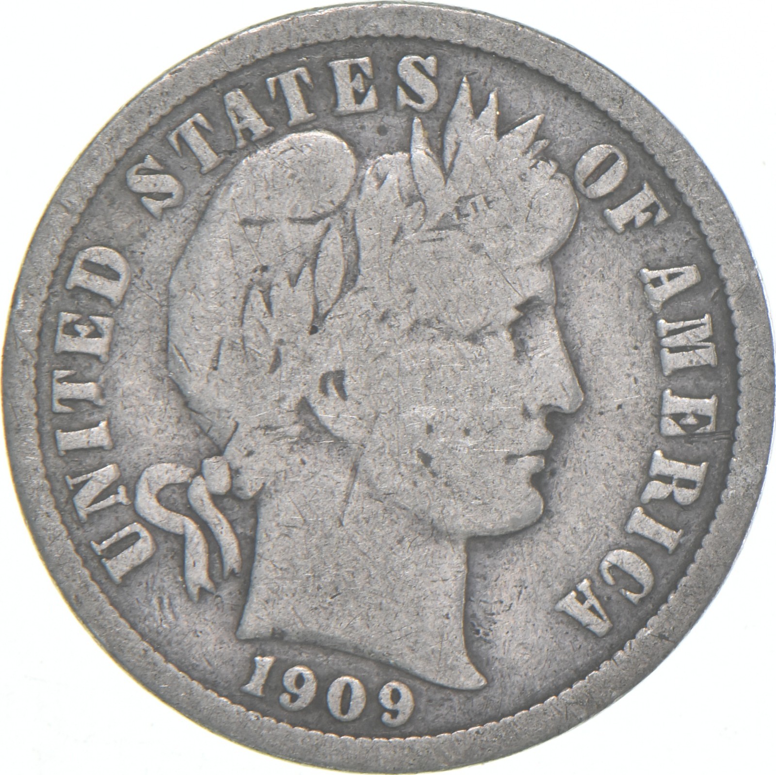 1909-P Barber Dime 90% Silver Average Circ