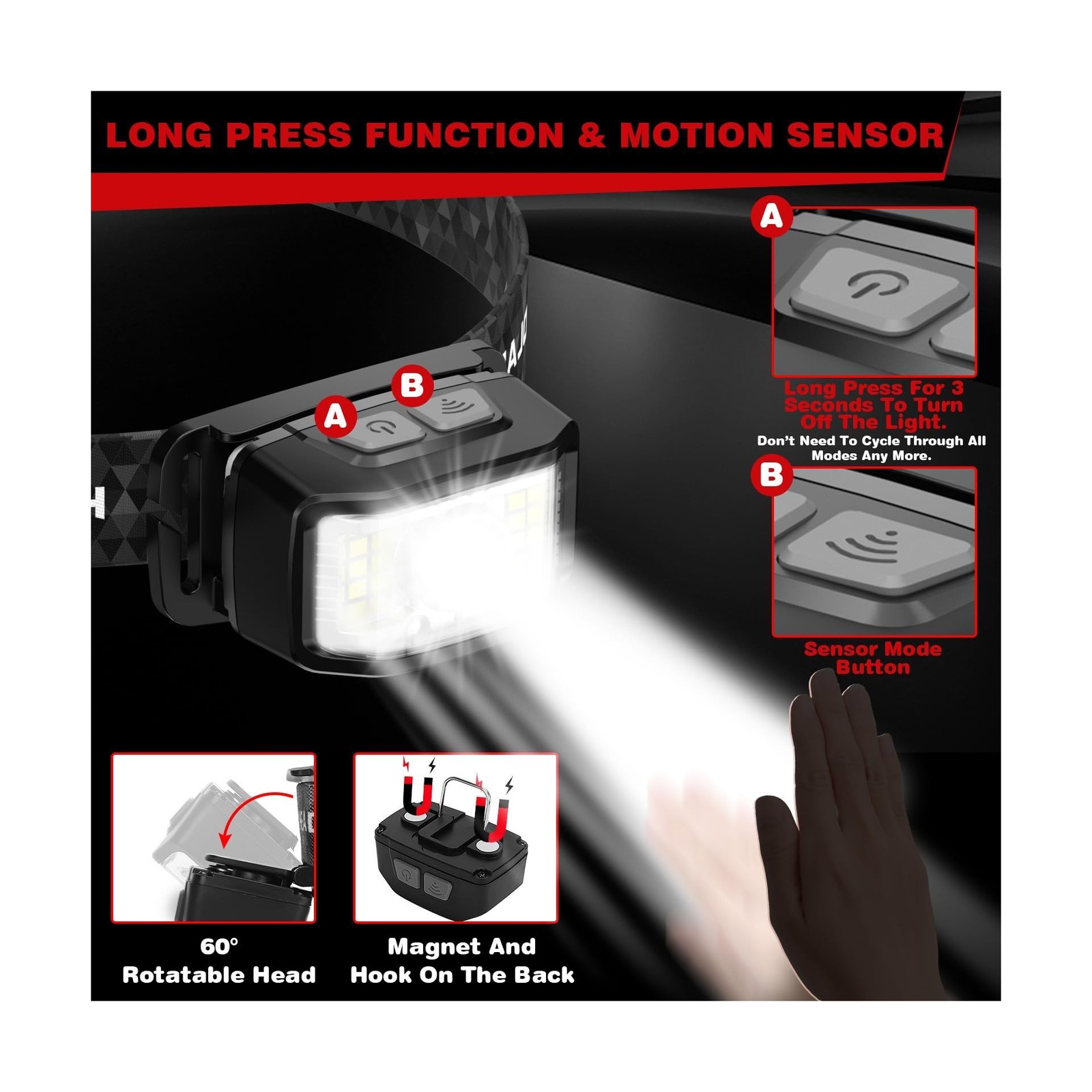 Headlamp Rechargeable,2 Pack 2000 Lumen Super Bright Led Headlamp,16 Modes Mo...