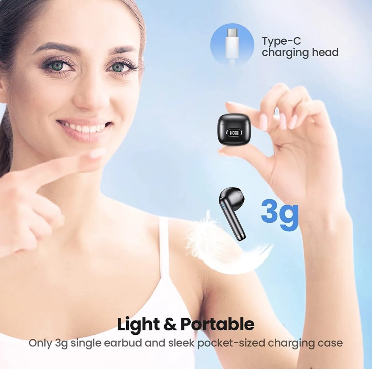 Wireless Headphones TWS Earbuds Bluetooth Stereo Headset for iPhone 15 Pro