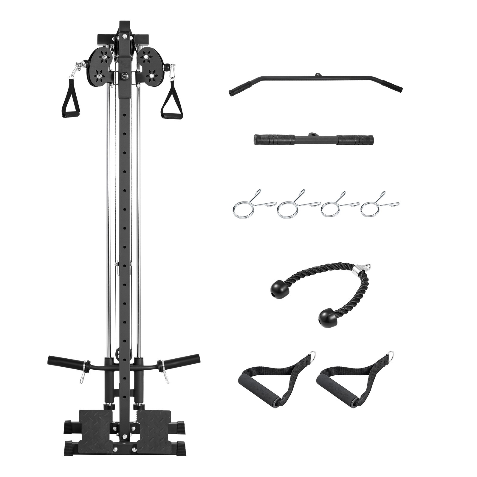 VEVOR LAT Pull Down Machine 3-in-1 Row Cable Machine with Wall-Mount Design
