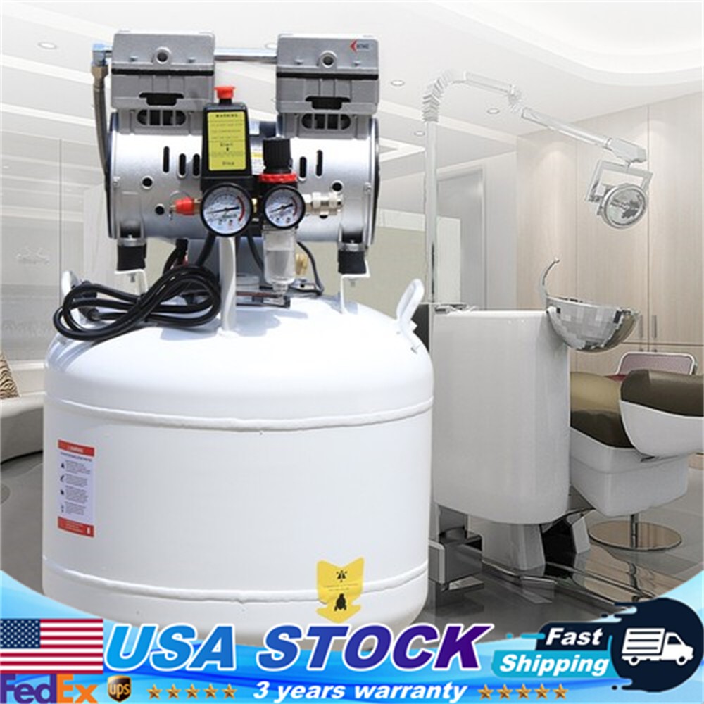 40L Portable Dental Air Compressor Oil Free Silent Air Pump 115 PSI
