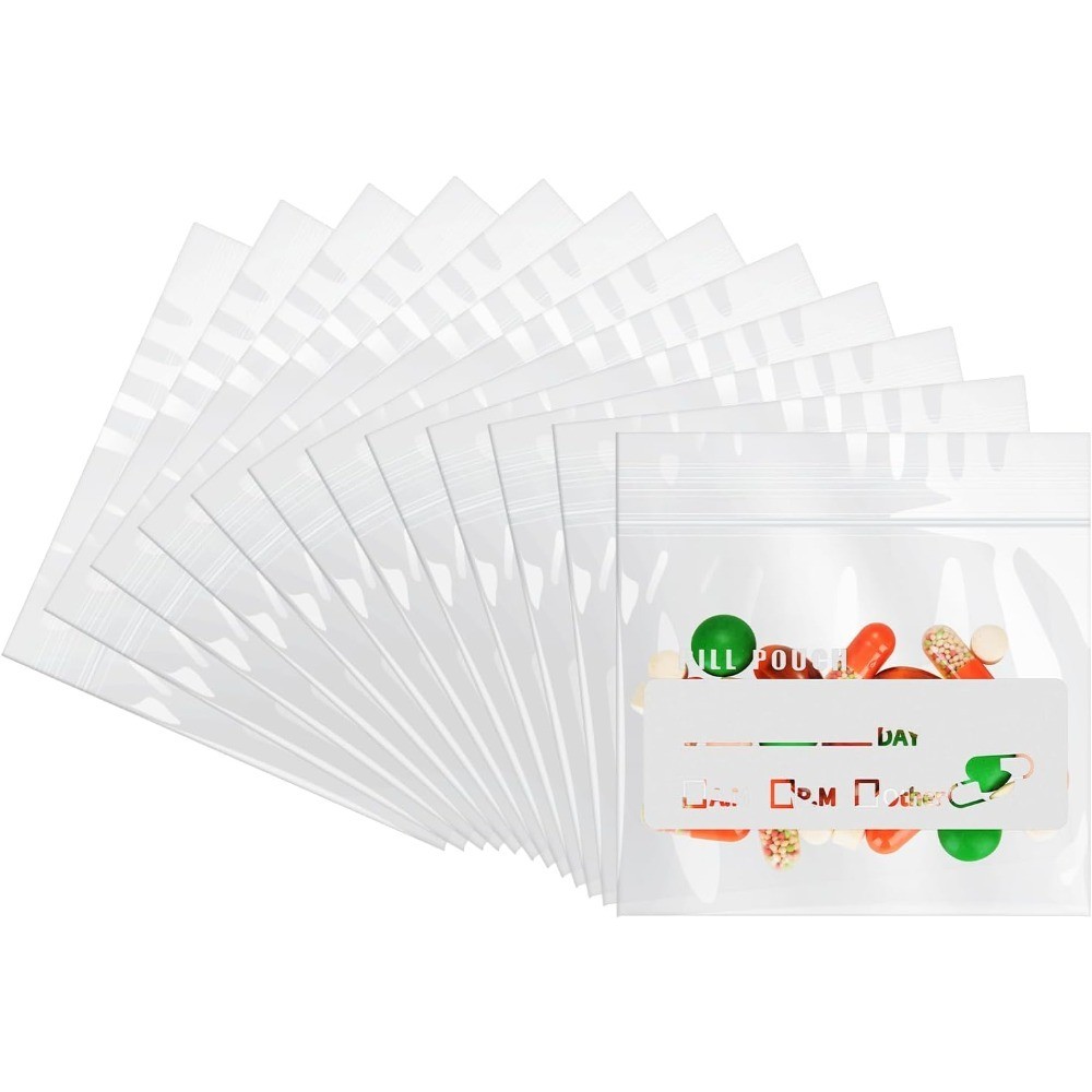Reusable Pill Bags for Travel 120 Pack 6 Mil Free 3 x 2.75 Inch Clear