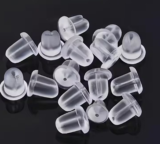 (50) Pcs  Bullet Style Clear Rubber Earring Back Stopper Findings