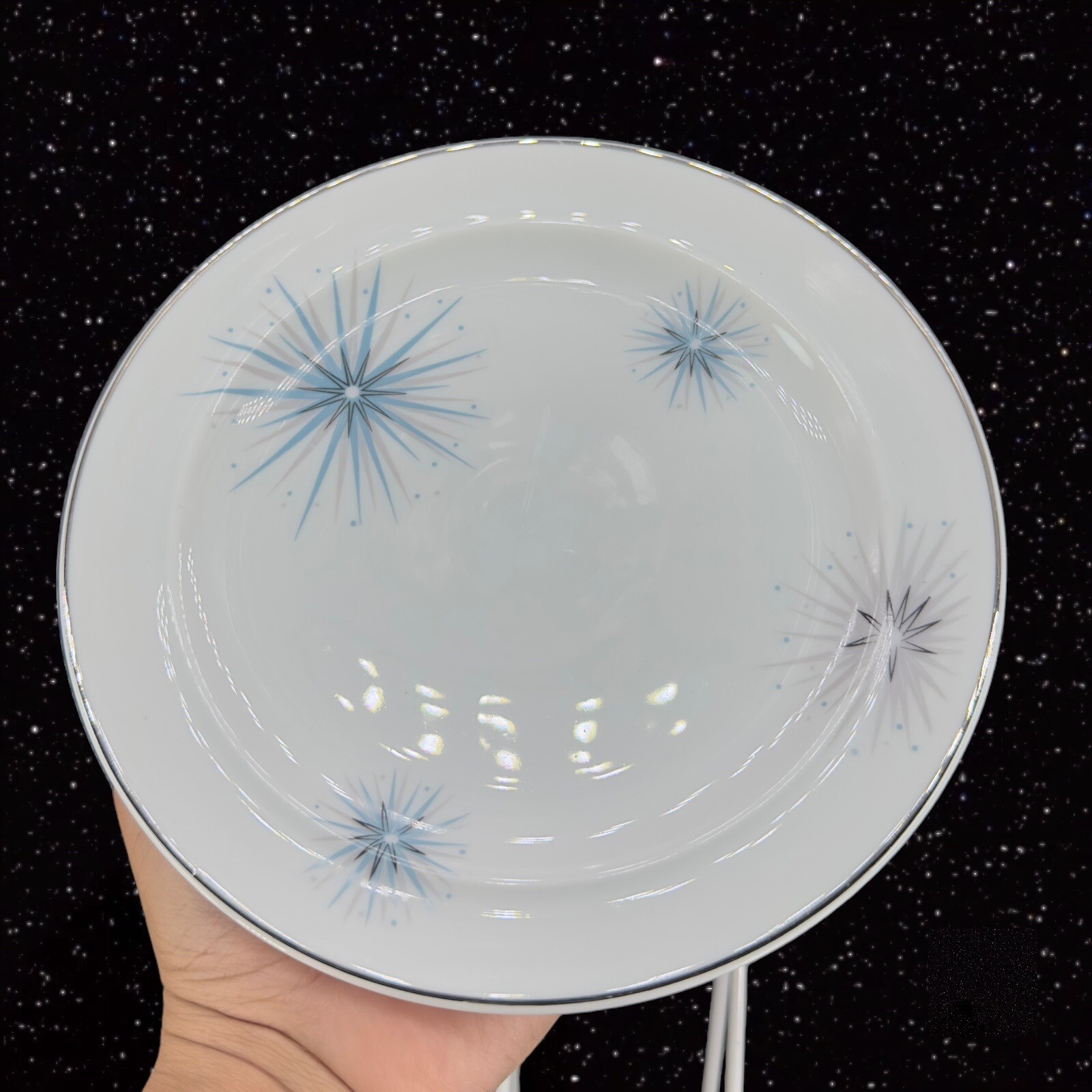 Vintage Easterling Plate Dish Set 5 Star Porcelain Ceramic Mid Century 8.25"W