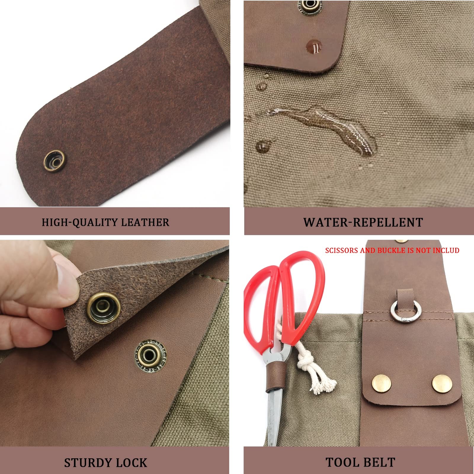 Foraging Pouch Leather Canvas Collapsible Bag Water Resistant 8.66", Green