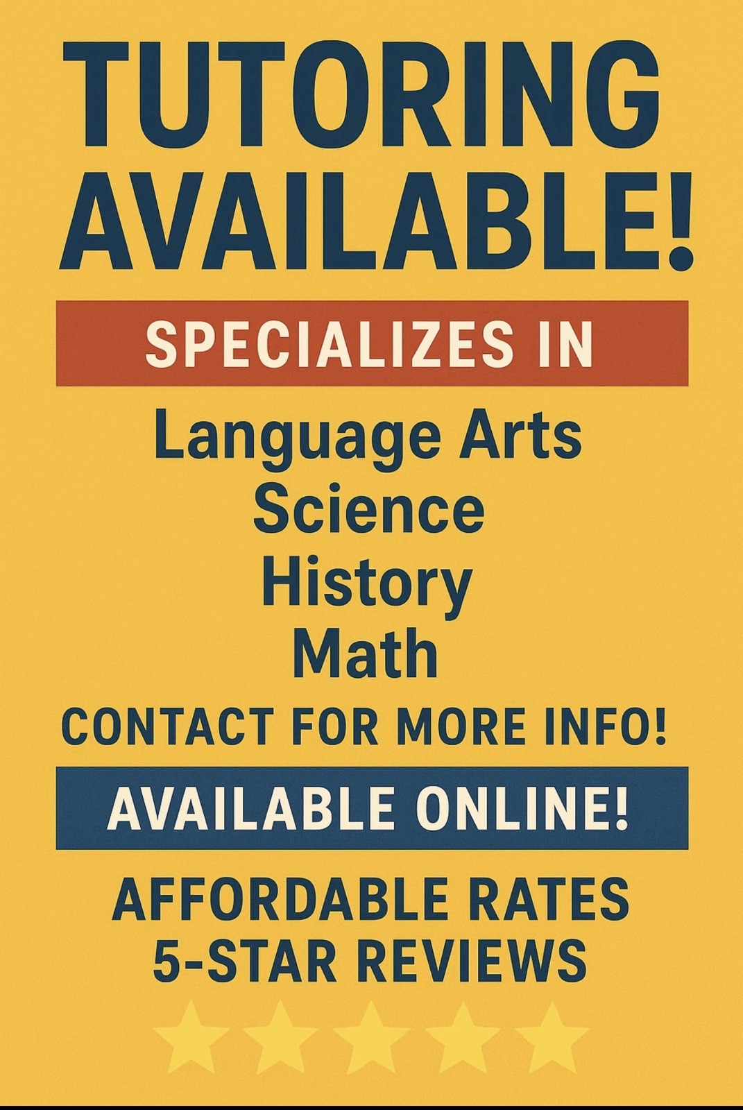 Tutoring Available! Available Online For All Ages!