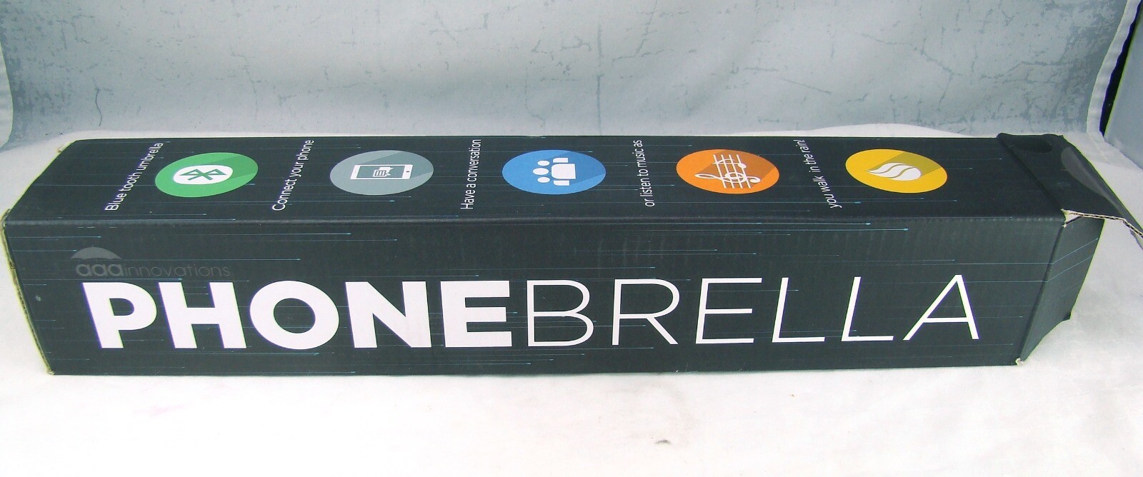 Phonebrella Folding Umbrella with Bluetooth Handle NEW in torn box READ