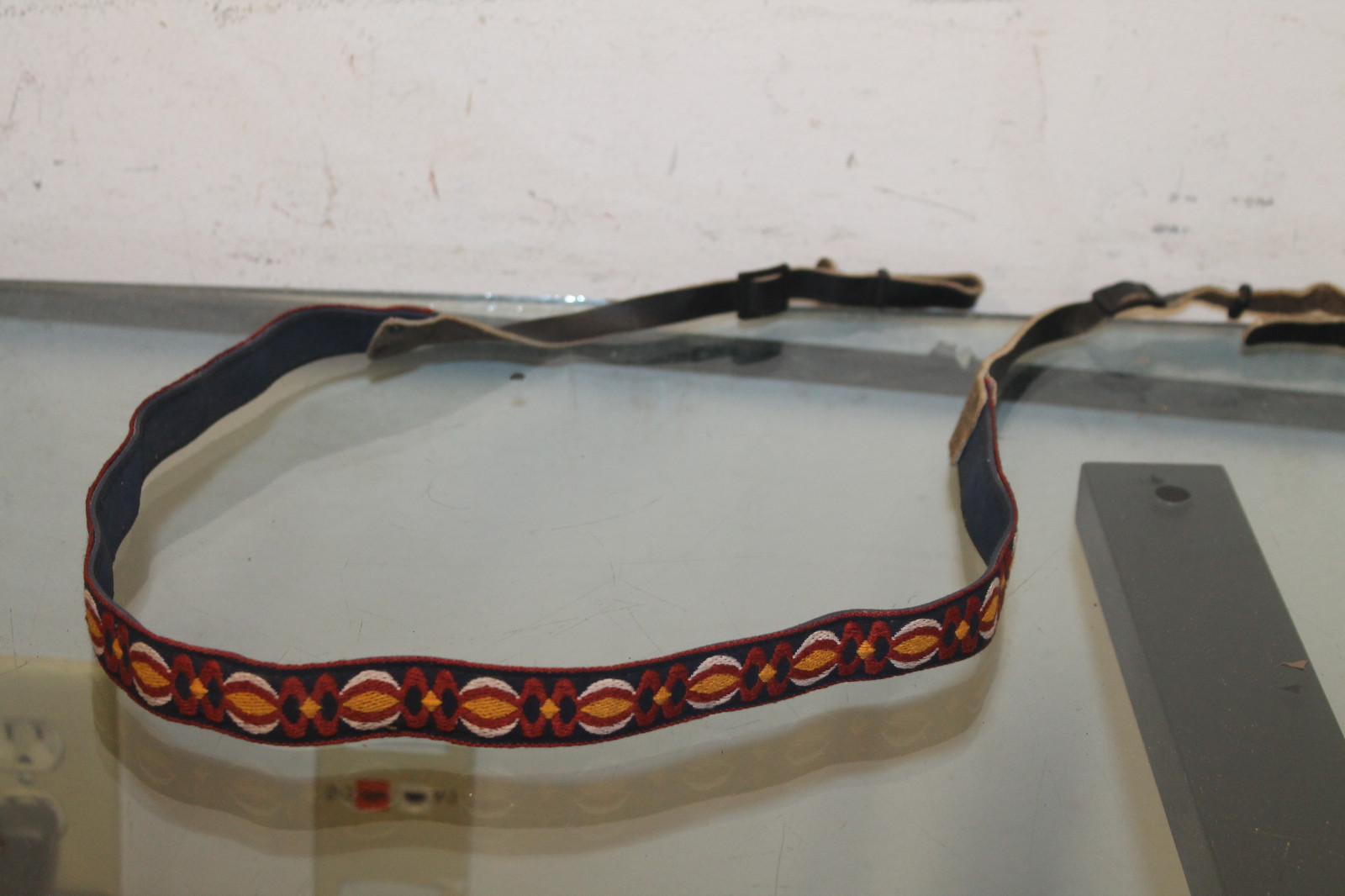 Vintage 1970s Hippe Red Orange Yellow Pattern Adjustable Hippie Camera Strap