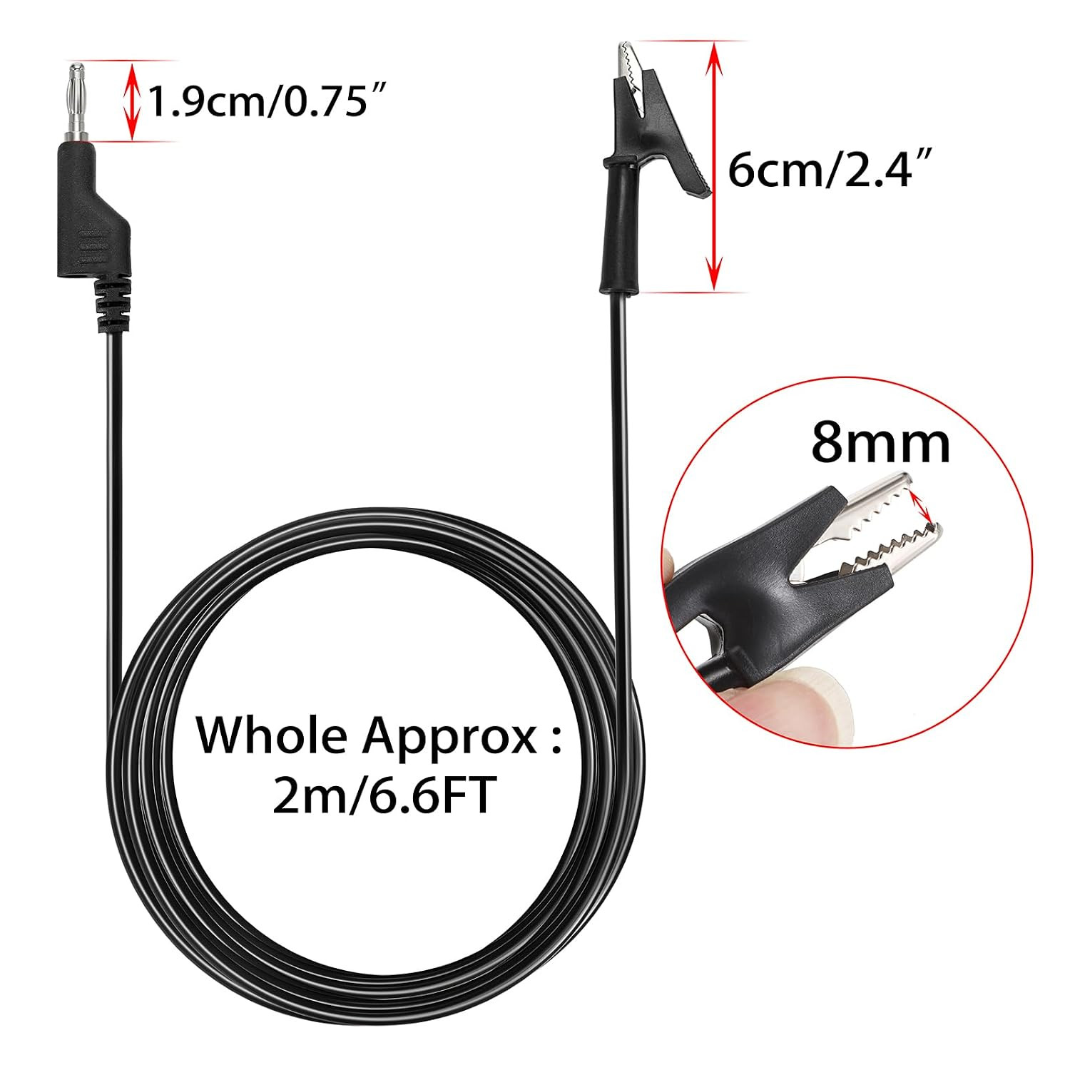Multimeter Banana Plug to Crocodile Alligator Clip Test Probe, 5PC 4Mm Stackable