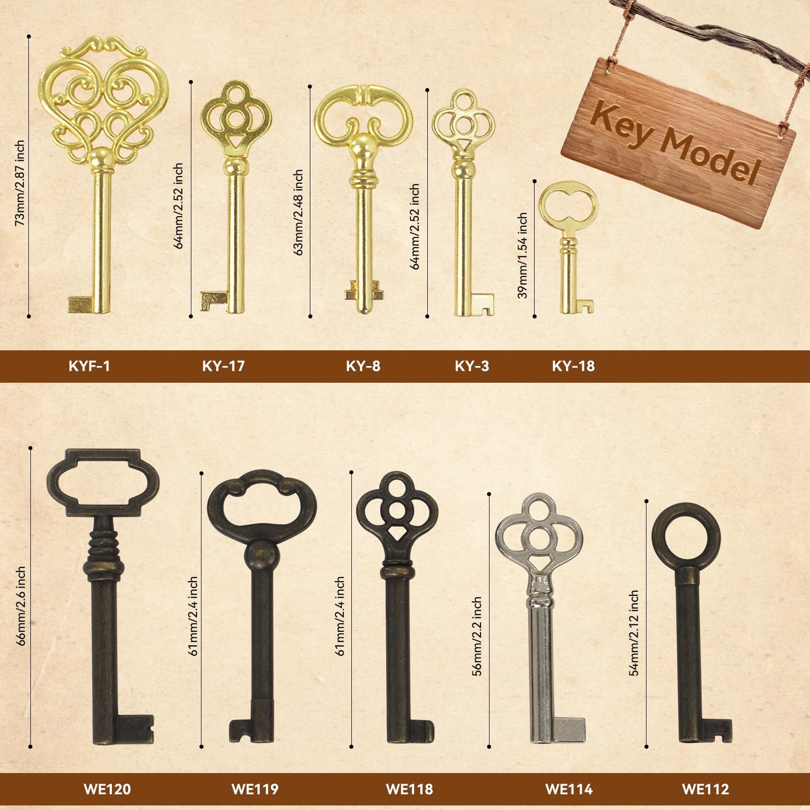 Universal Skeleton Keys Replacement, 19Pcs Most Popular Hollow