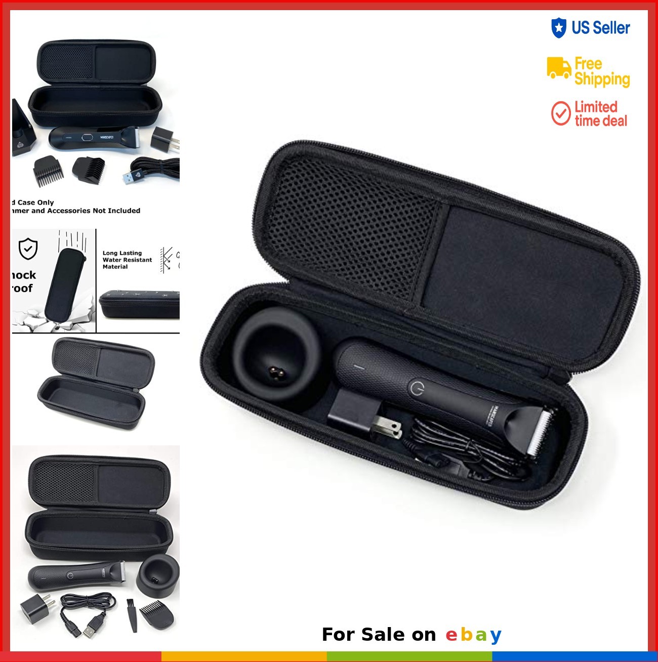 Hard Shell Case for Mens Trimmer 9.5x3.5x2.25 Inch Shockproof Travel Storage