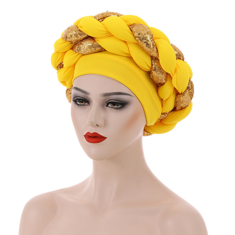 African Braid Turban for Women Headtie Nigeria Cap Ready To Wear Headwrap Bonnet