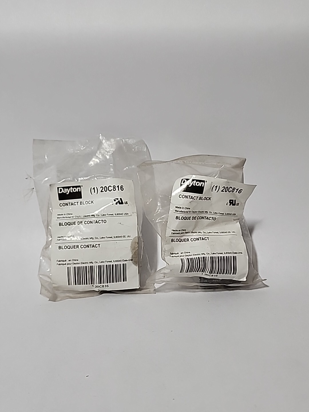 DAYTON 20C816 ContactBlock,Black,1NO,22mm 20C816 (Lot Of 2)