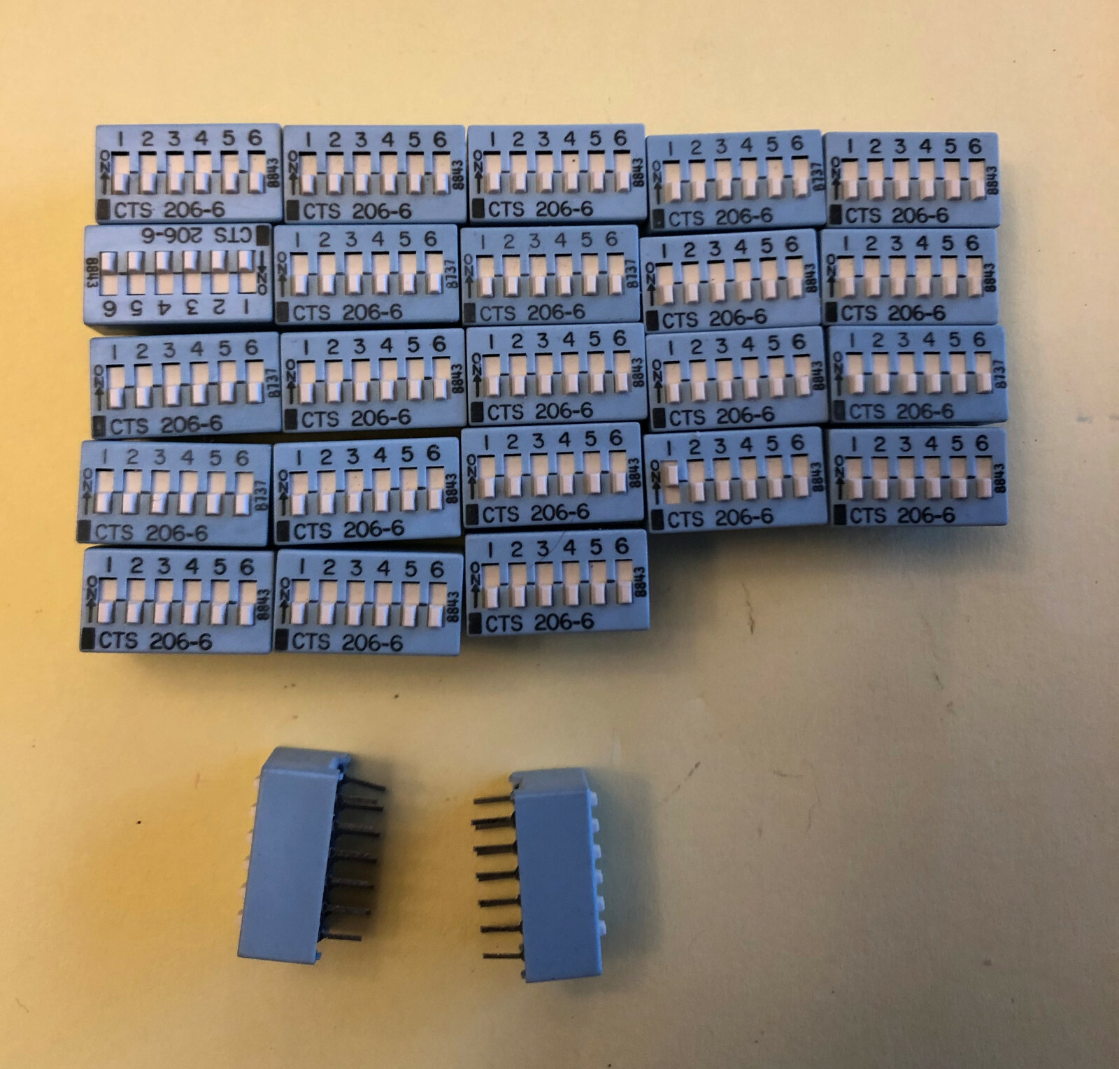 CTS 206-6 DIP SWITCH NEW QTY 24  SLIDE  SPST 50MA 24V 6 Position Through Hole