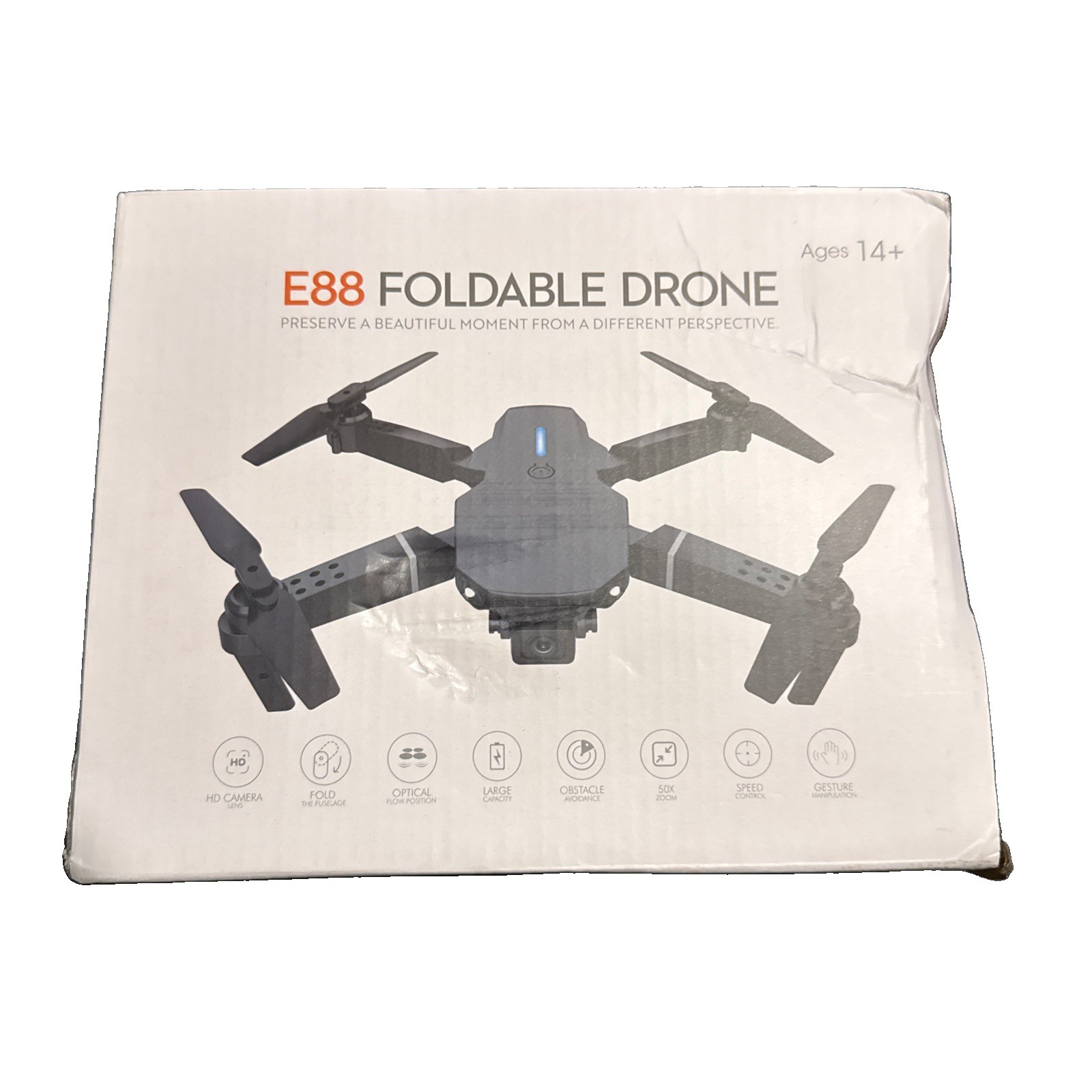 E88 Foldable Quadcopter Drone with Camera, Obstacle Avoidance, Black New