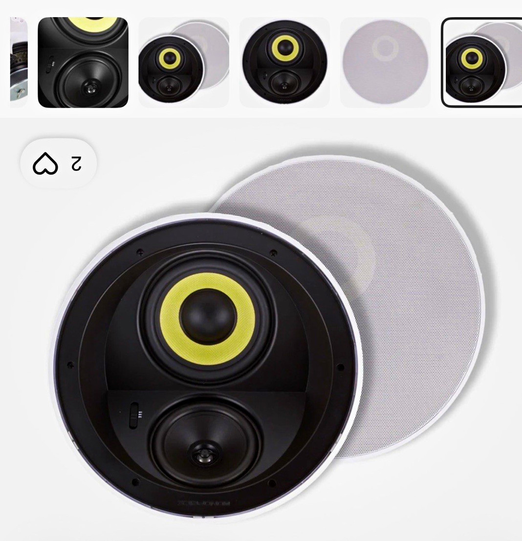Monoprice 7605 6.5 in Dual Woofer 160W Wired In-Ceiling Speaker, White