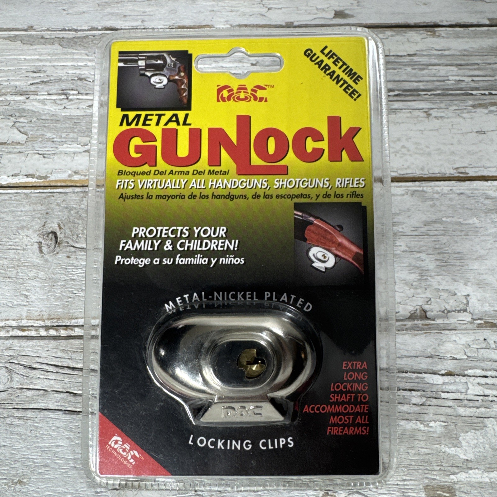 New DAC Metal Gunlock Nickel Plated Gun Trigger Lock Handguns Shotguns Rifles