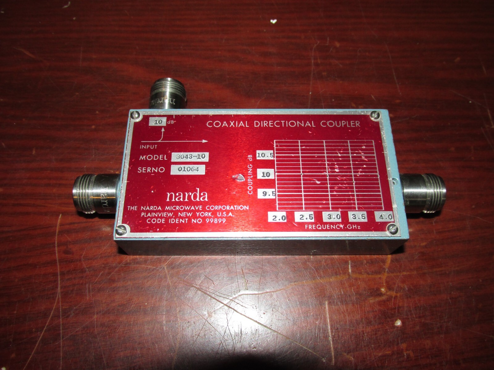 Narda 3043-10 Coaxial Directional Coupler 2 GHz to 4 GHz 10 dB **TESTED**