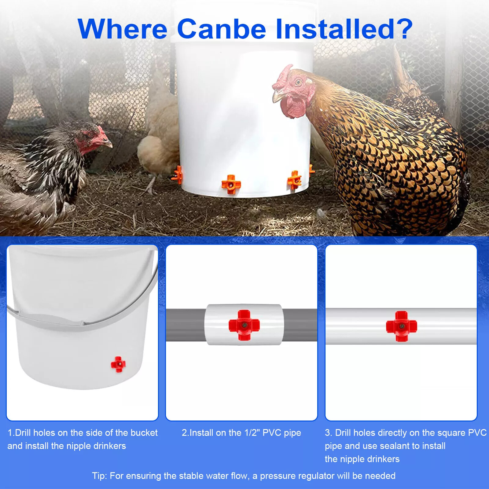20× Chicken Nipples Automatic Waterer Poultry Drinker Hen Duck Quail Drinking US