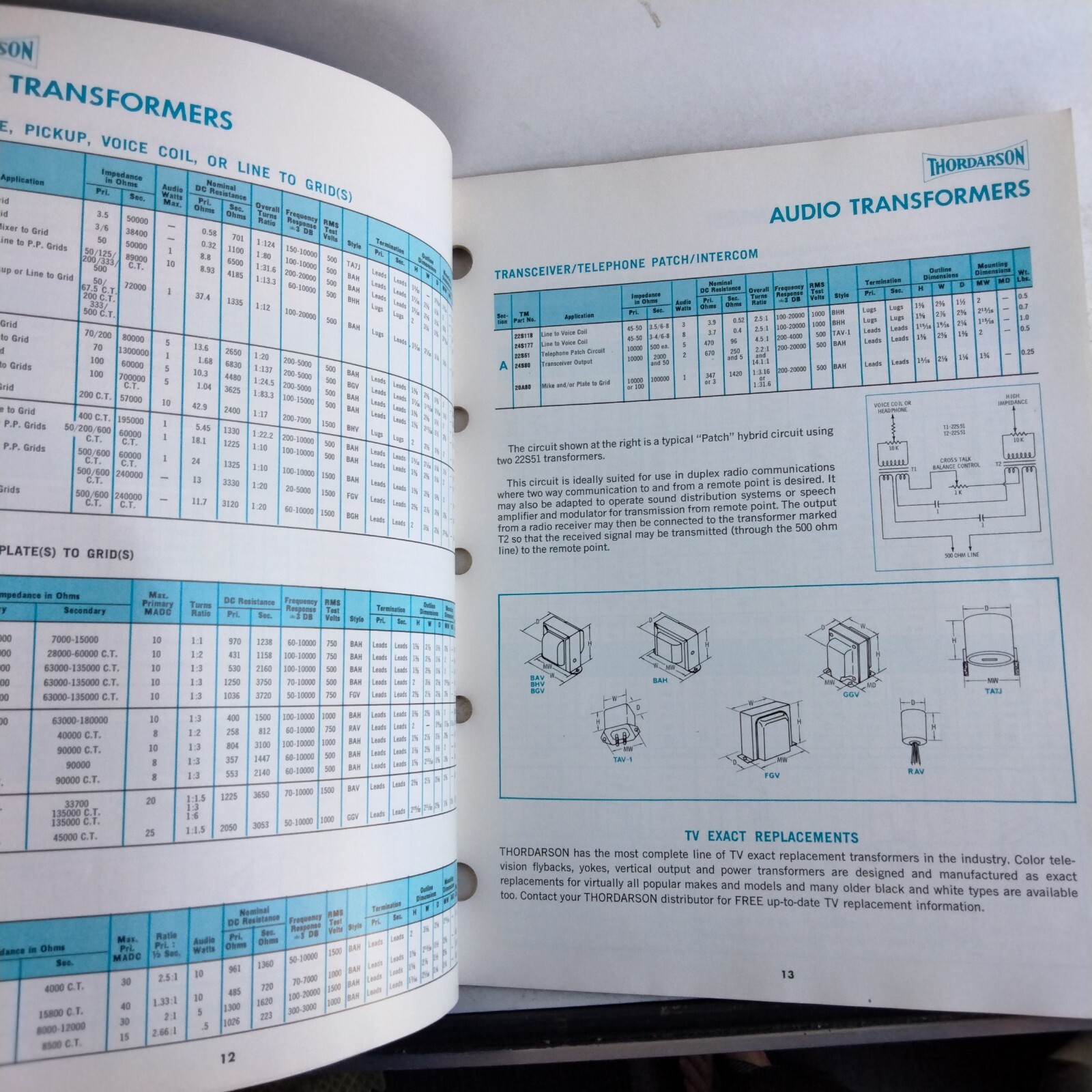 Thordarson Standard Transformers And Inductors Catalog Number 76 Data Sheets