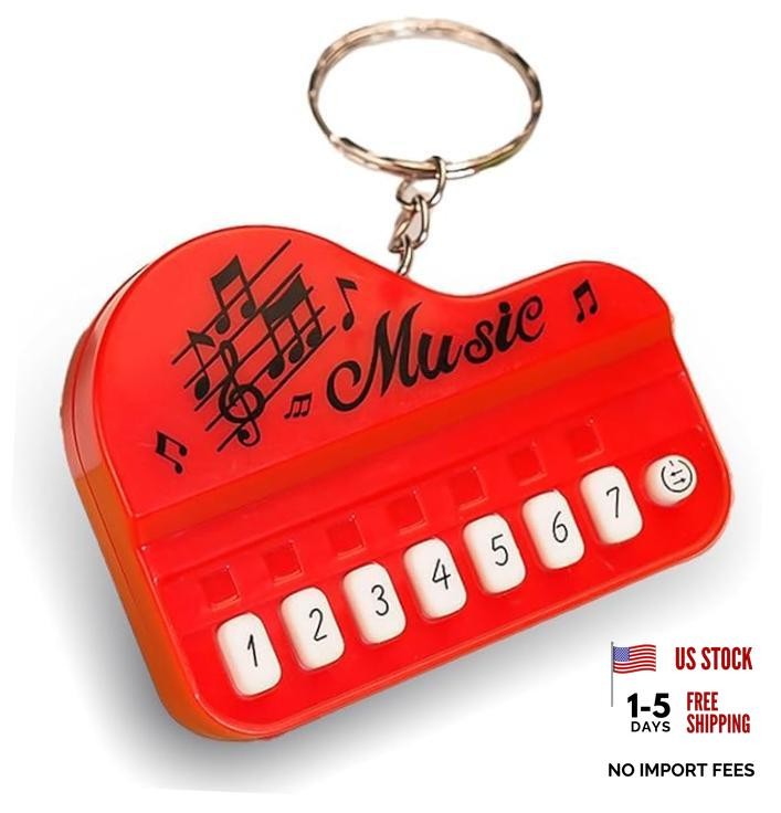 1 Pcs Red Micro Piano Keychain, Portable Keyboard Instrument, Mini Electronic