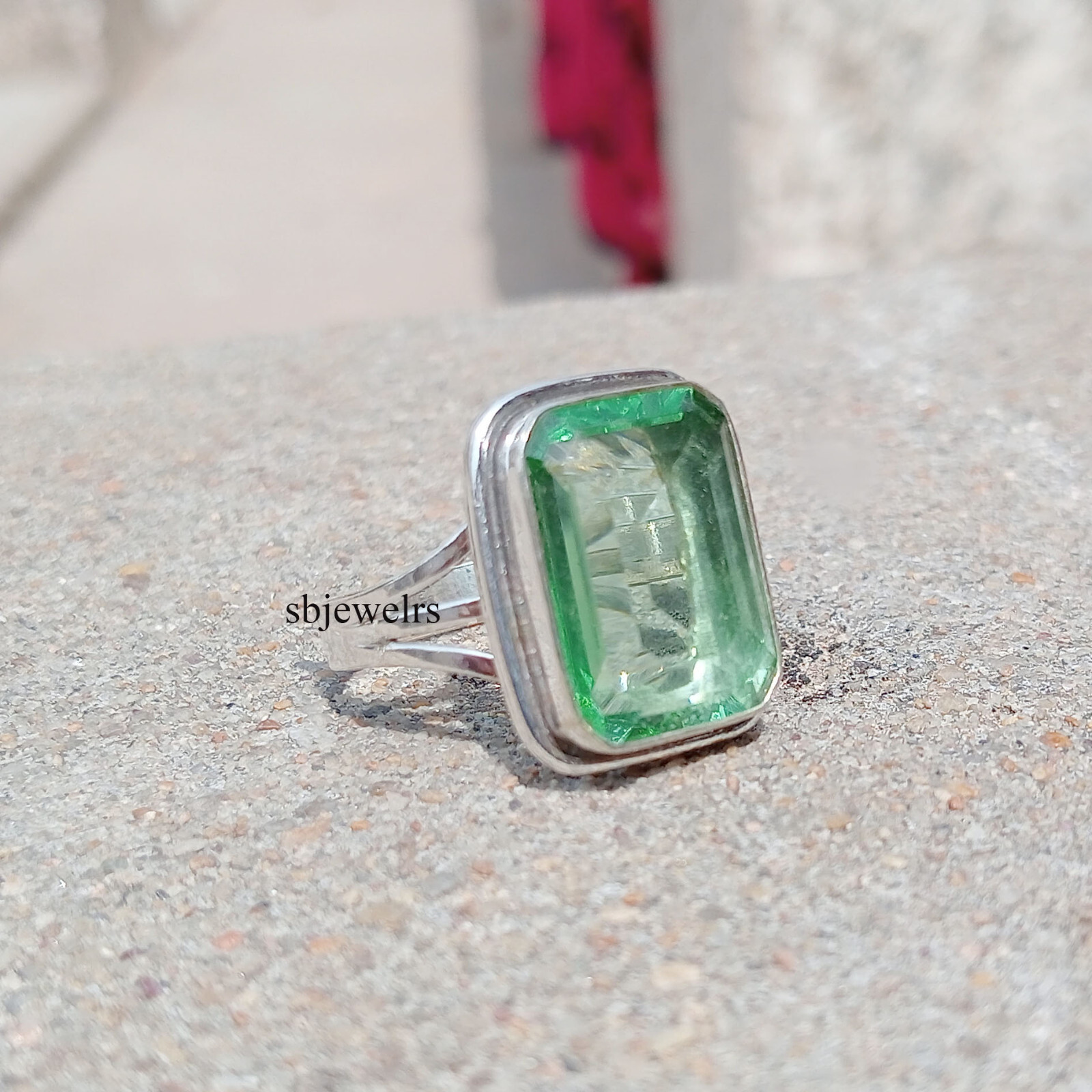Amazing Green Amethyst Gemstone 925 Sterling Silver Wedding Ring All Size A-123