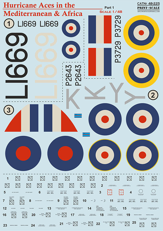 Print Scale 48-225 Hurricane Aces of the MTO and Africa Part-1 1/48