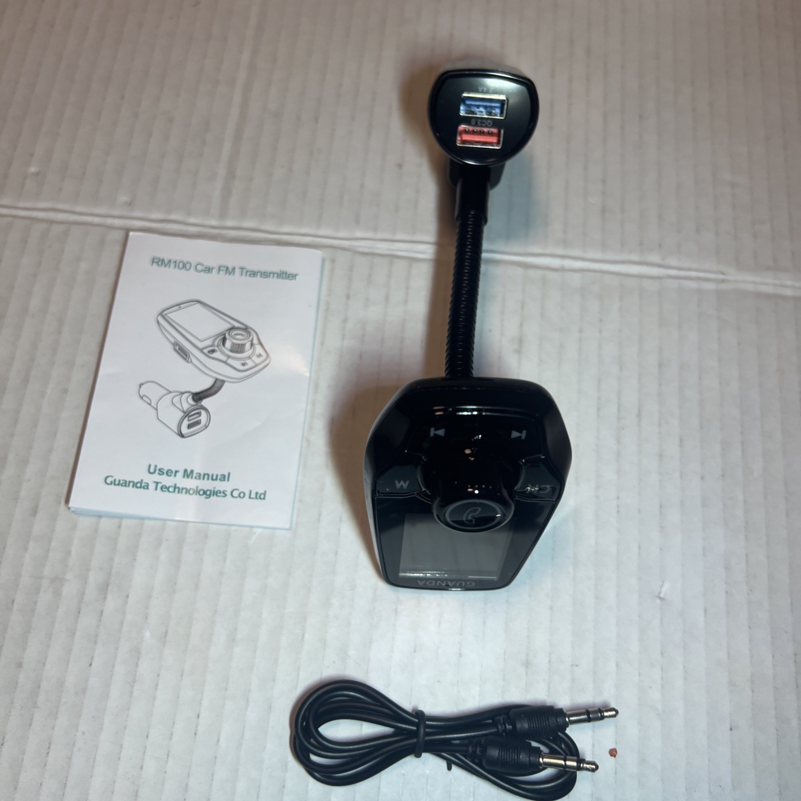 New Bluetooth RM100 Multifunction Wireless Car FM Transmitter Kit- Black