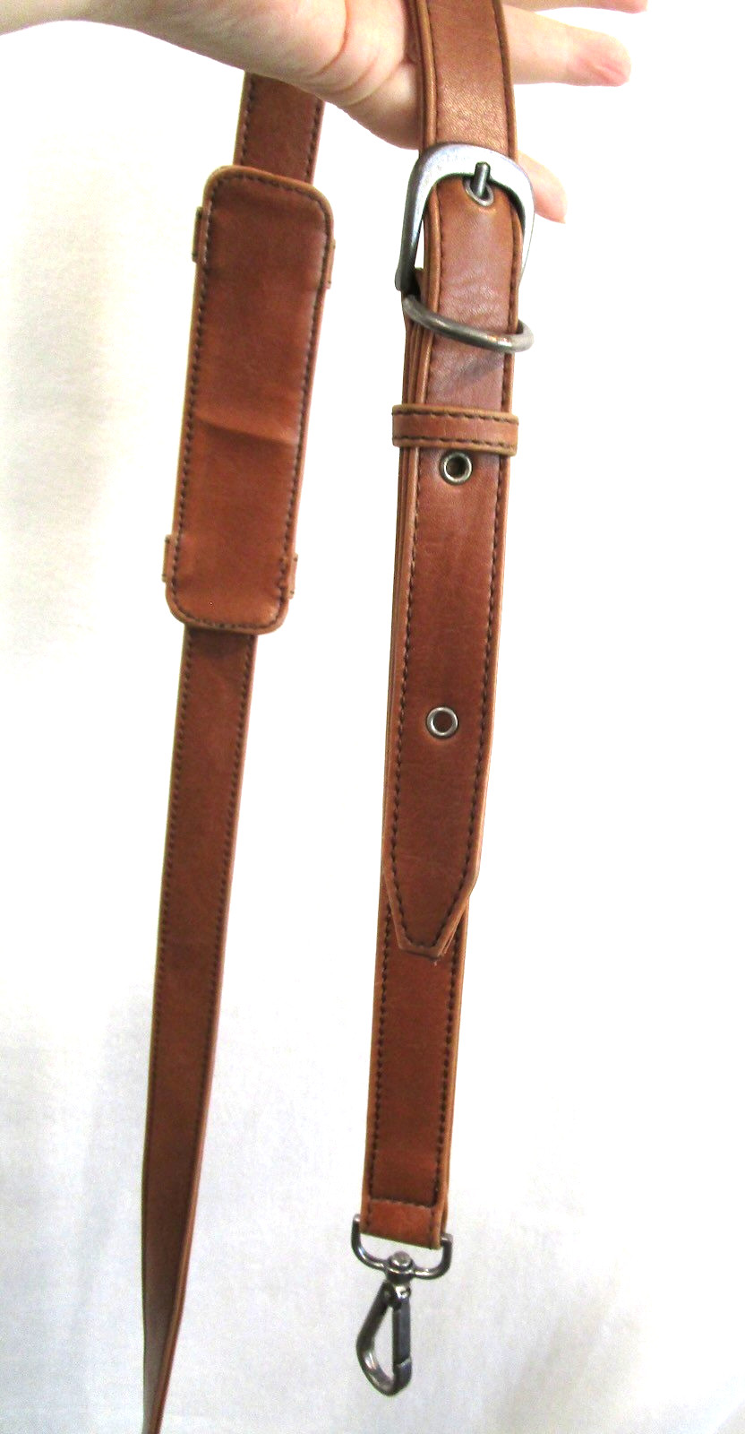 Brown Leather Silver Hardware Adjustable Replacement Shoulder Strap