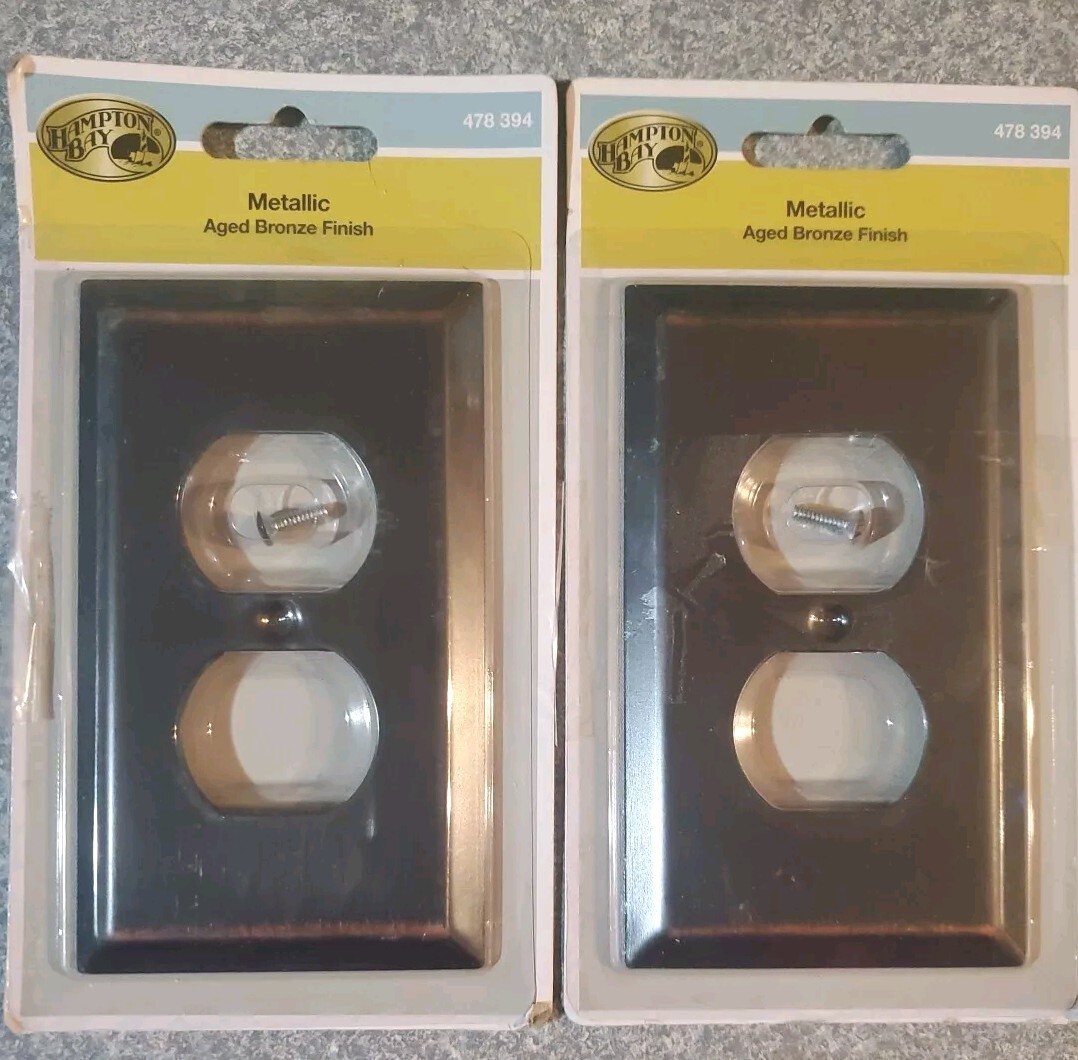 Hampton Bay Metallic 1-Gang Duplex Wall Plate Steel Aged Bronze  Lot Of 2 - New