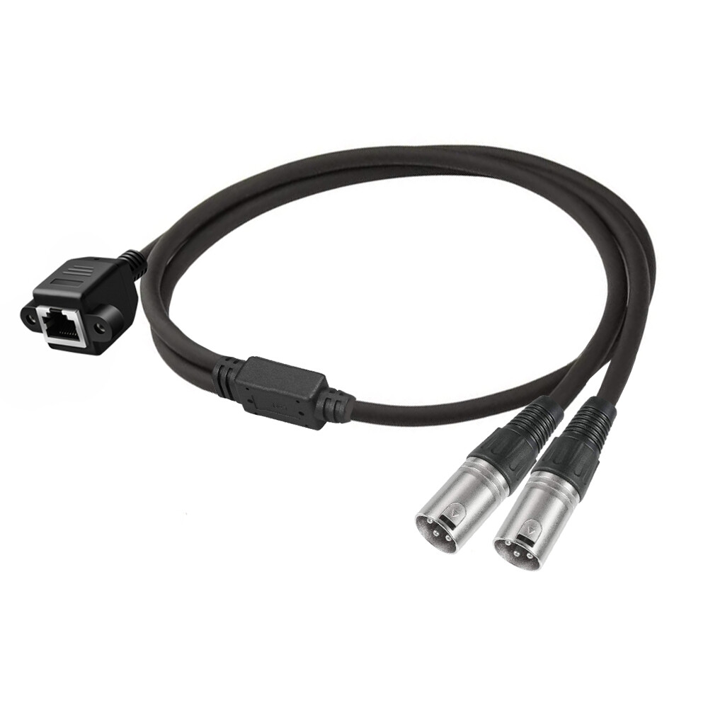 DMX 3 Pin XLR to RJ45- RJ45 to Dual XLR Male Y Splitter Network Breakout Cable