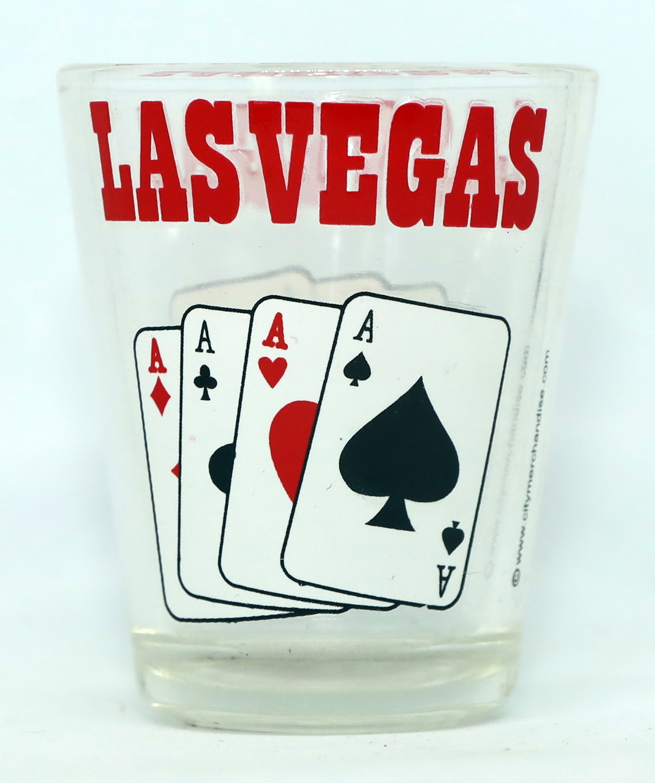 LAS VEGAS NEVADA 4 ACES CLEAR SHOT GLASS SHOTGLASS