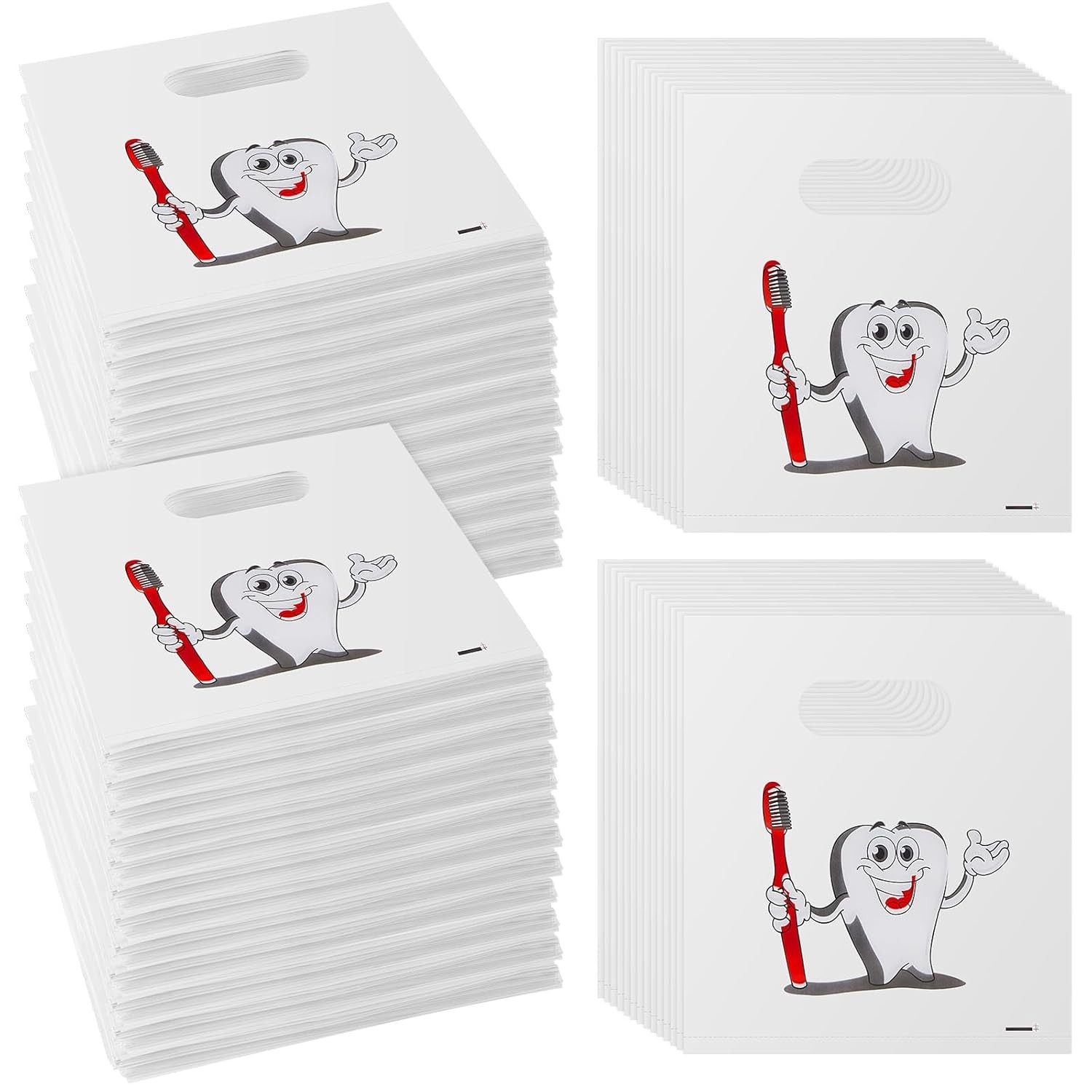 400 Pcs Tooth Patient Care Dental Bags 9 x 8 Inches Plastic Merchandise Bags