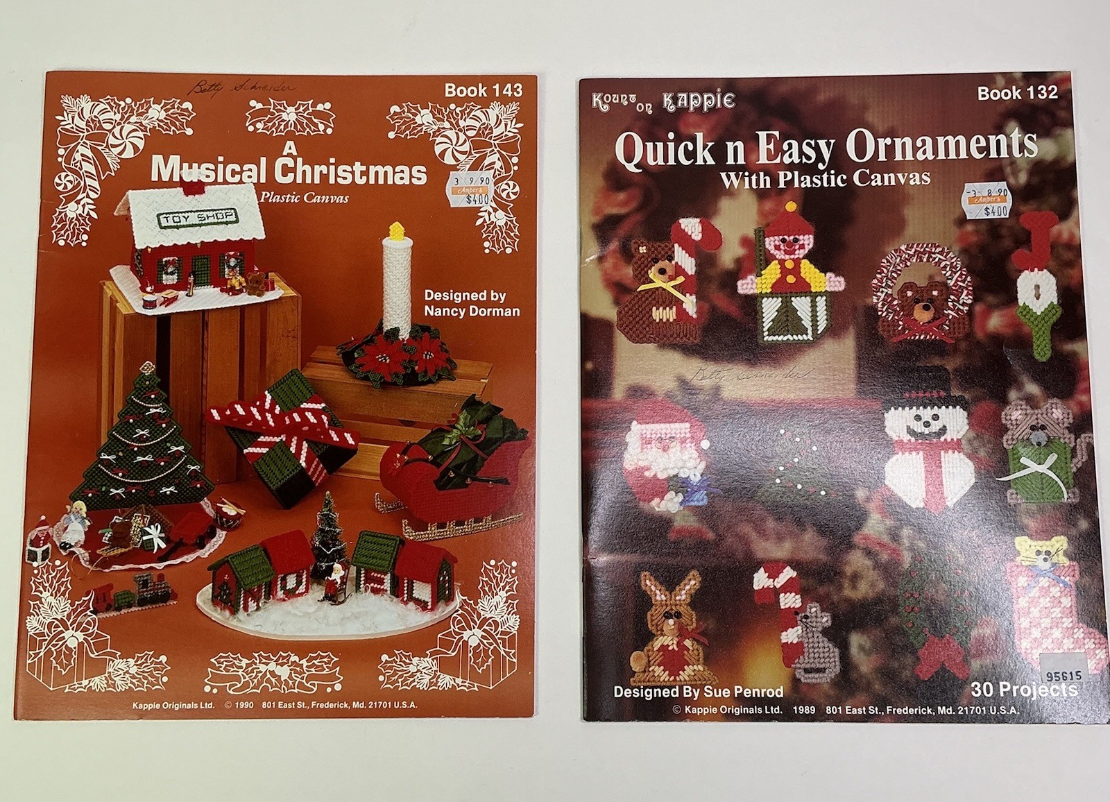Vintage Kappie (2) Plastic Canvas Needlework Pattern Booklets Christmas 24 Pages