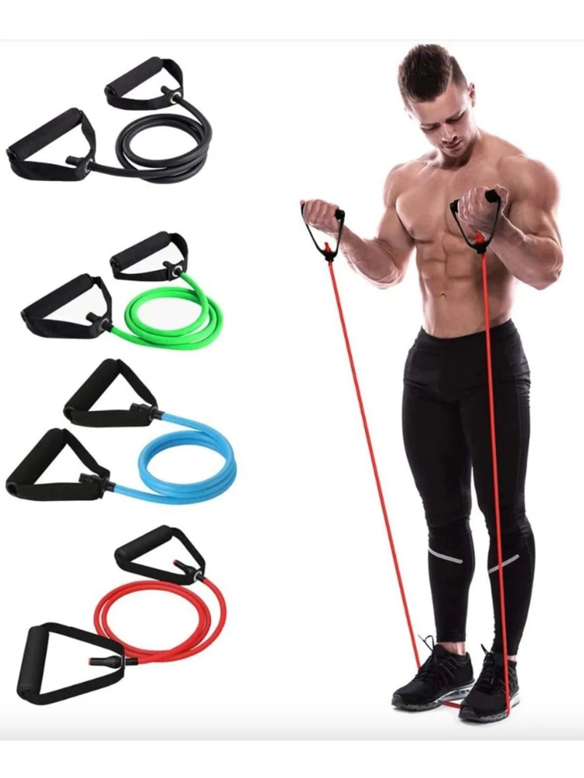 Resistance Bands with Handles Workout Exercise Fitness Tube Bands Set Home