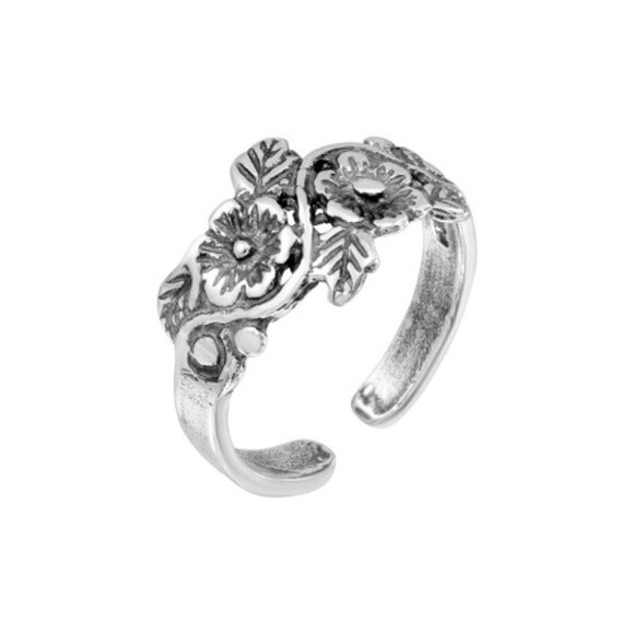 NWT Sterling Silver 925 Multi Flower Adjustable Toe Ring or Finger/Thumb Ring