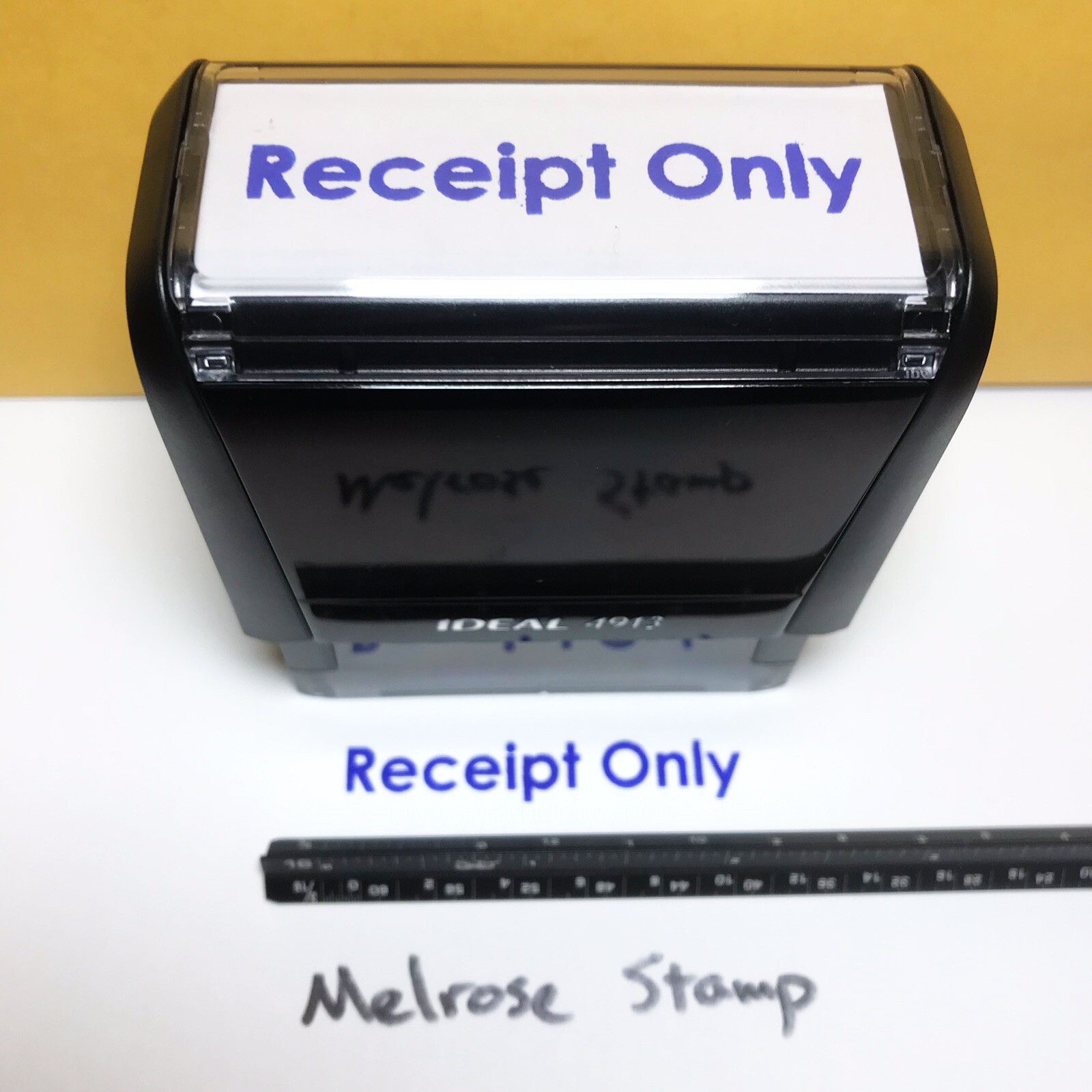 Receipt Only Rubber Stamp Blue Ink Self Inking Ideal 4913