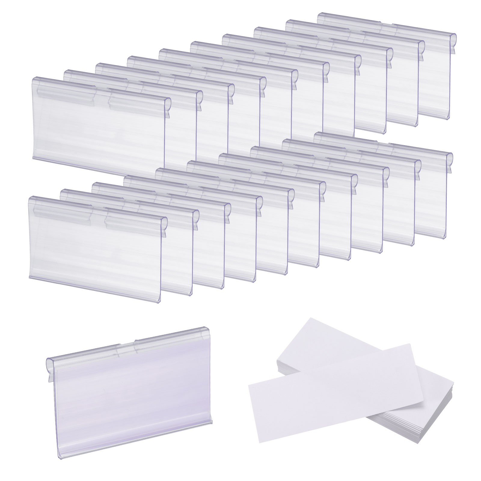 60pcs Basket Labels Clip 2.8 x 1.7 Inch with Label Papers for Baskets, Clear