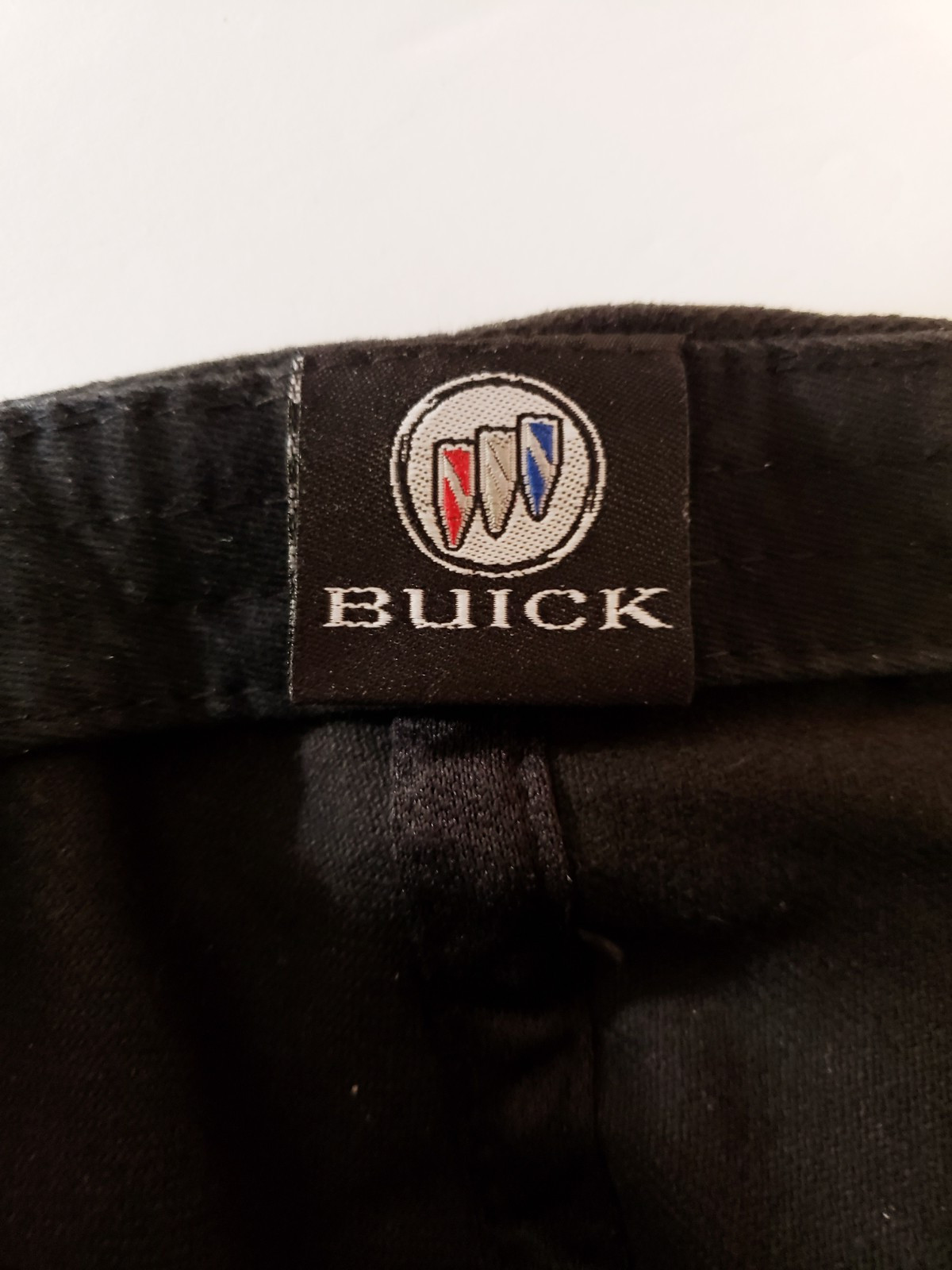 Buick Hat Cap Tri Shield Logo Leather Brim Black Denim Strap Back GM Licensed