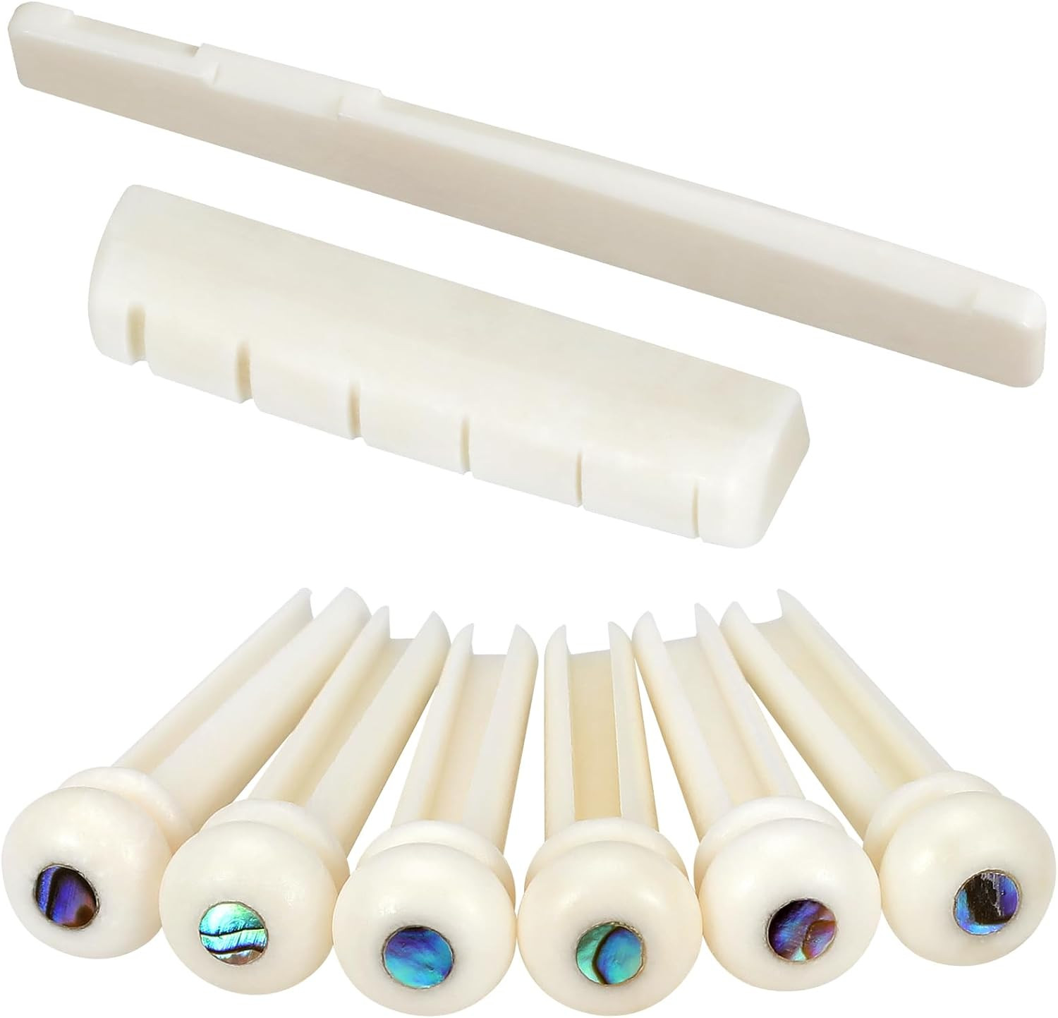 6 String Acoustic Guitar Bone Bridge Saddle and Nut and 6Pcs Guitar