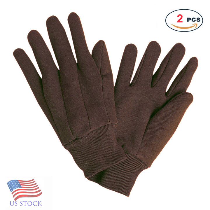 1 Pair Jersey Brown Cotton Work Gloves Size: L for gardening, home  repair