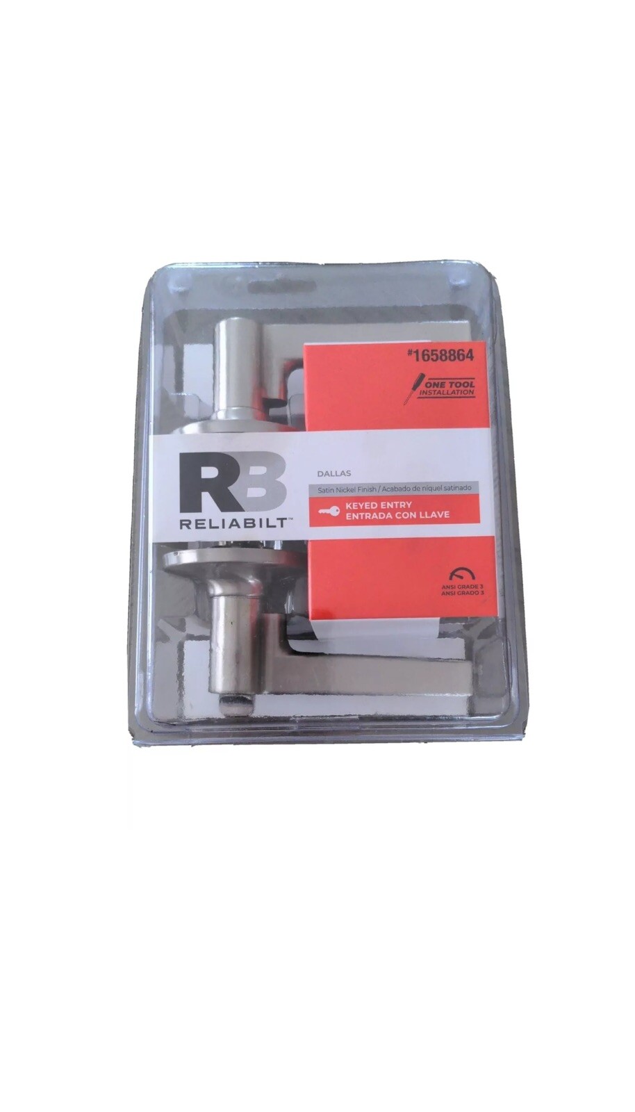 ReliaBilt Dallas Satin Nickel Reversible Keyed Entry Door Handle Easy Install