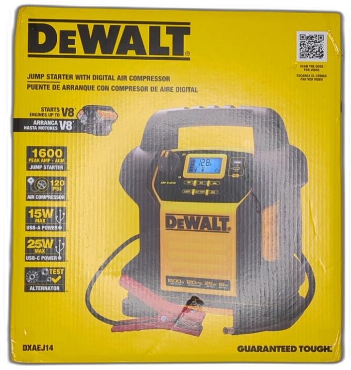 Dewalt Dxaej14-type2 Digital Portable Power Station Jump Starter - 1600 Peak